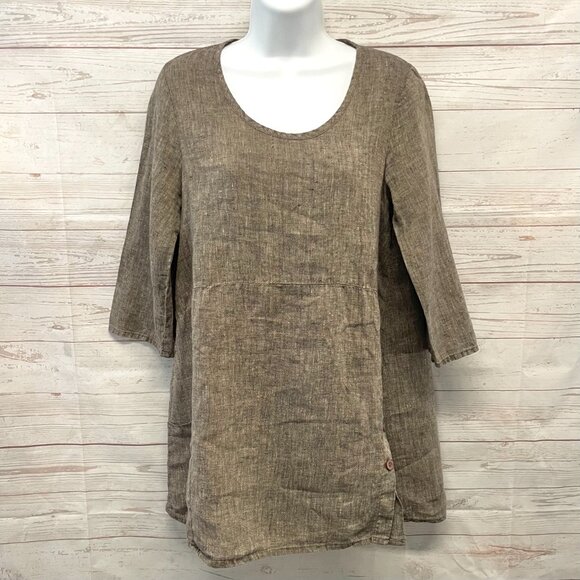 Flax Linen Peasant Market Tunic - Picture 1 of 11